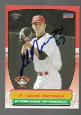 2005 Jamestown Jammers JACOB MARCEAUX Signed Card autograph MARLINS MCNEESE ST