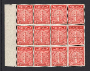 M2062 Australia 1935 SG154 - 2d scarlet in a left marginal block of 12. - Picture 1 of 2