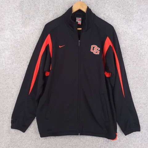 Nike Oregon State Beavers Jacket Mens Large Black Orange Track Full Zip Fit Dry Cover