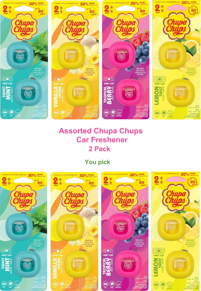 Chupa Chups Clip de ventilación para coche, ambientador, detalles para coche | Paquete de 2, 4 clips en total Foto 1 de 1