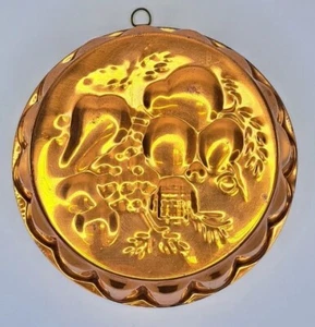 Copper Mould Jello Mold Fruit Wall Decor Plated Tin Vtg Kitchen Scalloped Round - Picture 1 of 12