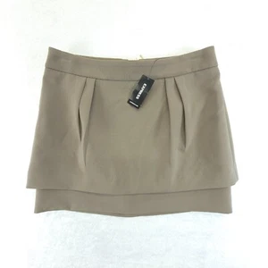 Express Women's Pleated Taupe Lined Double Layered Mini Skirt Size 00 - Picture 1 of 9