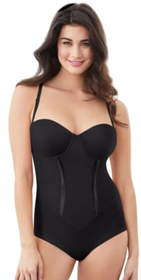 Flexees Easy Up Body Briefer sin tirantes con sujetador incorporado #1256 negro nuevo con etiquetas Foto 1 de 2
