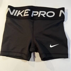 Girls Nike Pro shorts XS Black White - Picture 1 of 8