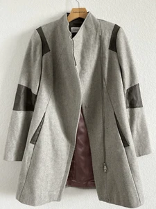Calvin Klein Giacca Donna M Grigio Misto Lana Cappotto Tasche Zip Foderato (9) - Foto 1 di 6