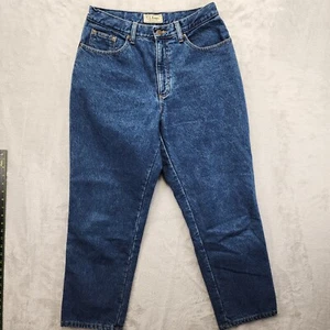 LL Bean Women's Jeans Relaxed Fit Floral Lined Denim 12 PET Blue Vintage - Picture 1 of 8