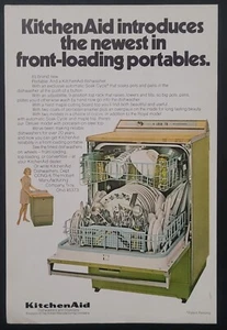 Lavavajillas Kitchen Aid 1970 vintage 7x10" anuncio impreso años 70 portátiles efímeros - Imagen 1 de 3