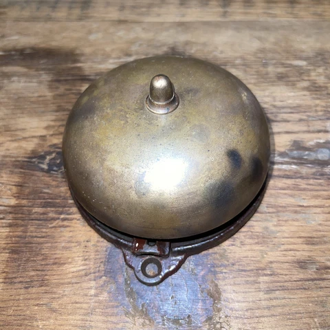 Antique Mechanical Door Bell Brass Bell Pat.d 1882 Works No Pull Cover