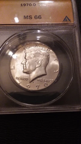 1970-D ANACS MS 66 KENNEDY SILVER HALF DOLLAR *** KEY DATE - BLAST WHITE GEM *** Cover