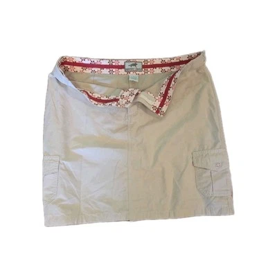 裙短货物喇叭蟾蜍女式 8 码卡其色工装口袋可调腰围 — 第 1/4 张图片