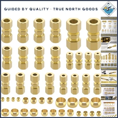 46pcs Brass Compression Tube Pipe Fittings - High Pressure/Temperature - Image 1 of 4