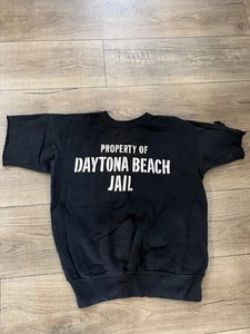VTG 60s Property Of Daytona Beach Jail Short Sleeve Sweatshirt Sz 42 - Picture 1 of 6