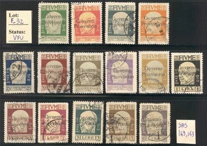 F_32. FIUME. 1921 "EFFIGIE D'ANNUNZIO with GOVERNO PROVVISORIO" set. Used - Picture 1 of 1