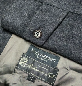 Vintage Yves Saint Laurent pour homme wool cashmere raglan gray over coat 48R - Picture 1 of 15