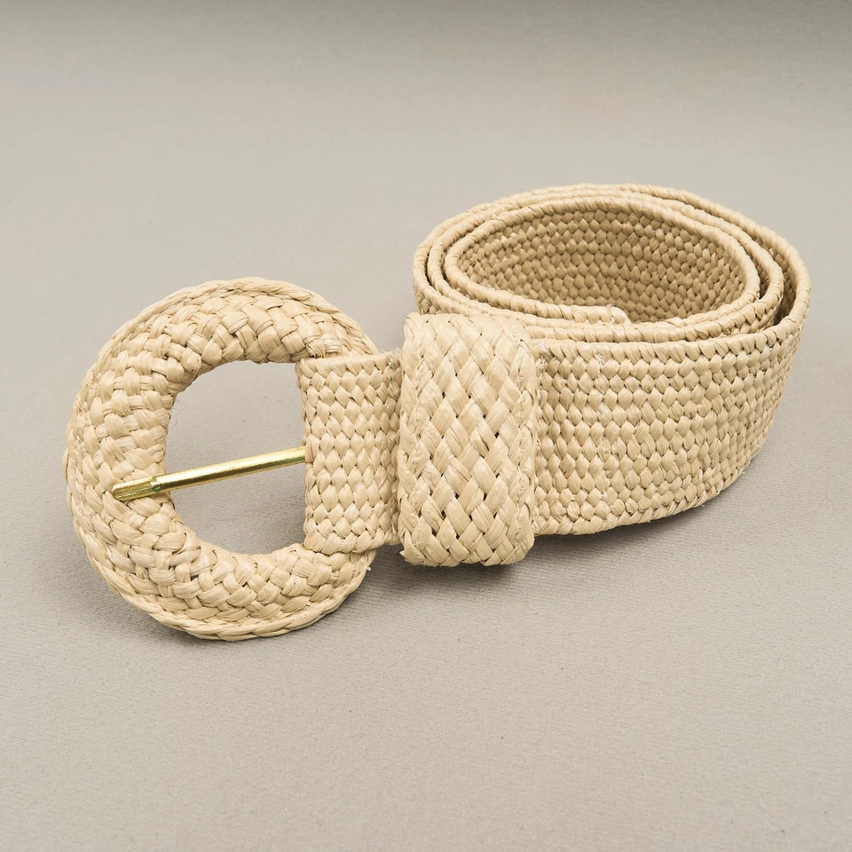 Lilly Pulitzer Sullivan Belt  Natural Beige Stretch Raffia Style 2" Wide OSFO - Image 1 of 4