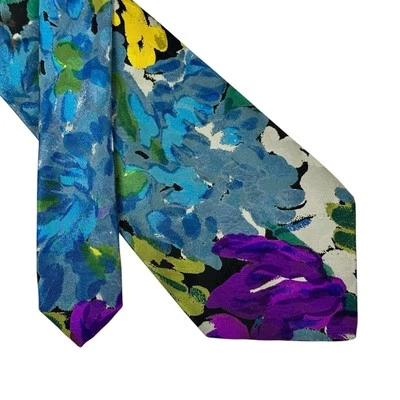 Галстук Brioni шелковый сине-зеленый разноцветный абстрактный сделано в Италии 3,75 X 59 дюймов - Изображение 1 из 4