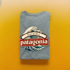 Patagonia Haleiwa Hawaii Hokusai Wave T-Shirt doppelseitig Herren Größe S hergestellt in den USA - Bild 1 von 7