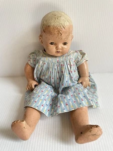 Bambola vintage Effanbee 16" BABY EVELYN composizione testa e arti occhi addormentati originale - Foto 1 di 14
