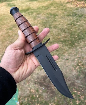 12” Handmade High Carbon Steel Hunting Bowie Knife Fixed Blade Survival Camando - Image 1 of 4