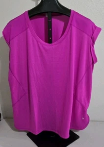 Comfy Bright Fuchsia Jersey Xersion Size 2X Roll Cap Sleeves Top - Picture 1 of 12