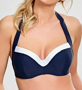 NEU PANACHE Damen BADEANZUG Navy Weiß Anya Cruise Multiway Bügel Bikini Oberteil - Bild 1 von 7