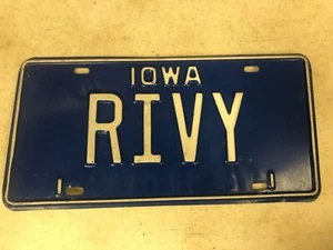 Expired IOWA License Plate RIVY - Picture 1 of 1