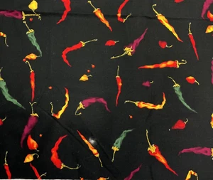 Chili Peppers Black Fabric Panel 21' x 44" Nicole de Leon - Picture 1 of 3