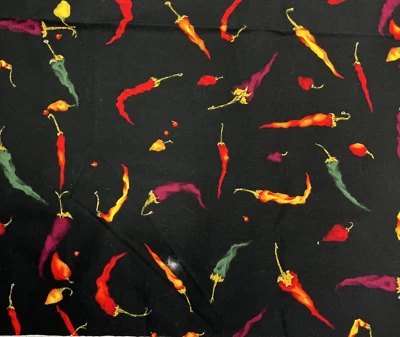 Chili Peppers Black Fabric Panel 21' x 44" Nicole de Leon - Image 1 of 3