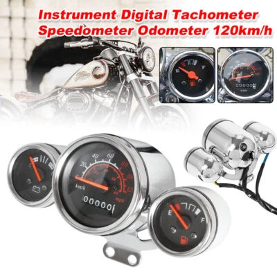 Universal Motorcycle LCD Digital Odometer Speedometer Tachometer Gauge Assembly - Image 1 of 4