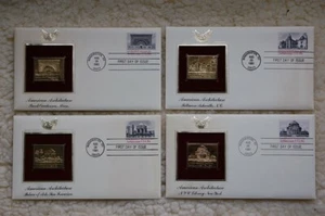1981 American Architecture 4 FDC's W/ 22K Gold Replica Stamps Sc#1928-31 - Picture 1 of 1