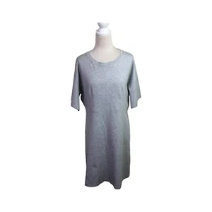 COS A-Line Dress Size L Grey Short Sleeves Crew Neck Cotton Blend Jersey - Picture 1 of 8