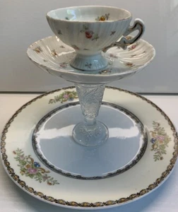Hand Crafted One Of A Kind Cake/Dessert Stand Floral Rosebud Design 6 Inches - Picture 1 of 5
