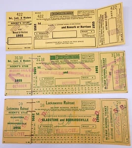 (3) 1955 1956 Delaware Lackawanna Western Tickets NJ Area. Train Ticket - Picture 1 of 2