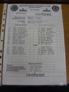 26/04/2003 Teamsheet: Boston United v Macclesfield Town. Footy Progs/Bobfrankand - Picture 1 of 1