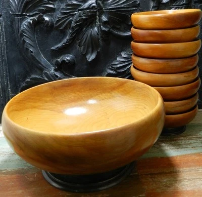 Juego de ensaladeras vintage Wallace de plata de ley 925 y madera #297 9 piezas Foto 1 de 4