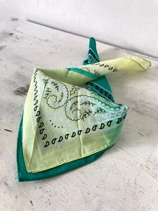 Cotton Square Neck Scarf Neckerchief Bandana Green Yellow Paisley Tie Dye NEW - Picture 1 of 6