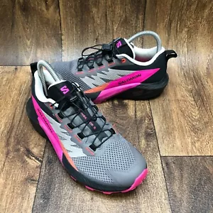 Salomon Sense Ride 5 Trail Running Shoes Gray Pink Hiking Women’s Size 6 WORN 1x - Picture 1 of 9