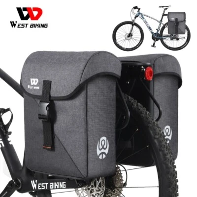 WEST BIKING Bike Rear Seat Double Panniers Bag Bicycle Trunk Rack Pack Bag 35L - Image 1 of 4