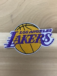 LOS ANGELES LAKERS IRON ON EMBROIDERED PATCHEBASKETBALL 3"x2" - Picture 1 of 1