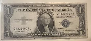 1935 G ONE DOLLAR SILVER CERTIFICATE ERROR NOTE MISCUT, WIDE L. BORDER, NO MOTTO - Picture 1 of 2