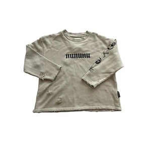 NWT Nununu All Inked! Deconstructed Sweatshirt in Smokey Natural - Picture 1 of 3