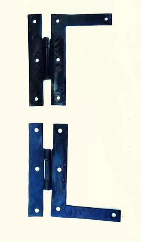 PAIR 4" Antique Farmhouse Colonial Metal "L" Butterfly Iron Cabinet Hinge Cover