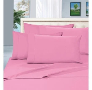 Elegant Comfort 1800 Thread Count 4 Piece Bed Sheet Set Deep Full Light Pink - Picture 1 of 3
