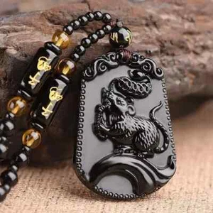 Collana Ciondolo Oroscopo Cinese Ossidiana - Foto 1 di 24