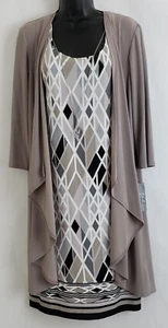 Chaqueta de vestir sin mangas R&M Richards para mujer 2 piezas negra topo talla 6 collar nueva con etiquetas - Imagen 1 de 16