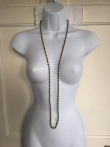 COLLAR ANTIGUO RETRO ALETA ESTILO NIÑA MARRÓN BEIGE CUENTAS LARGAS bisutería - Imagen 1 de 8