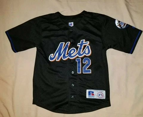 Roberto Alomar New York Mets Russell Jersey kids 10/12 Black Genuine Merchandise Cover