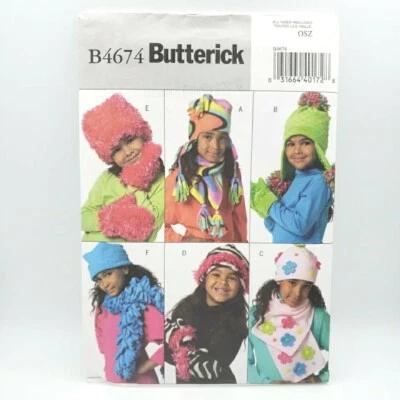 Butterick 4674, Child's Fleece Hats, Ear Flaps, Scarves, Mittens, Uncut - Image 1 of 4