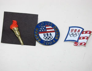3 Greece Athens 2004 Olympics Pins USA Team TORCH - Picture 1 of 4