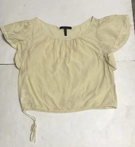 BCBG Maxazria Blouse Size L Yellow Cap Sleeves 2610 - Picture 1 of 8